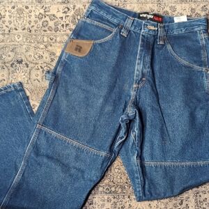 Wrangler Double Knee Blue Denim Work Jeans Vintage
